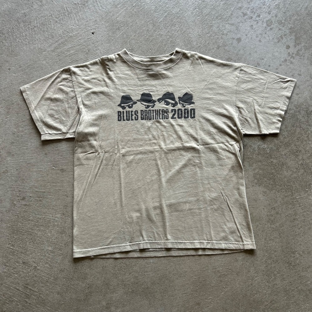 Vintage Blues Brothers 2000 Shirt Size XL Beige Movie Promo Stanley Desantis 90s